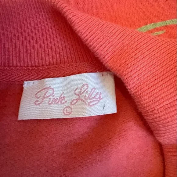 Pink Lily Coral Sweatshirt NWOT - Picture 3 of 3